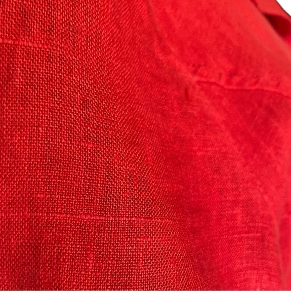 NY Sake LINEN Shirt Dress Silver Hardware Zip front, zipper pockets Red Size 1… - Picture 15 of 16
